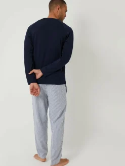 Threadbare Blue Long Sleeve Top & Stripe Joggers Pyjamas Set^ Pyjamas