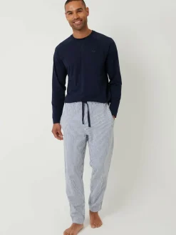 Threadbare Blue Long Sleeve Top & Stripe Joggers Pyjamas Set^ Pyjamas