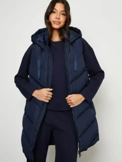 Clearance Threadbare Longline Padded Gilet Blue