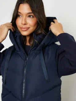 Clearance Threadbare Longline Padded Gilet Blue