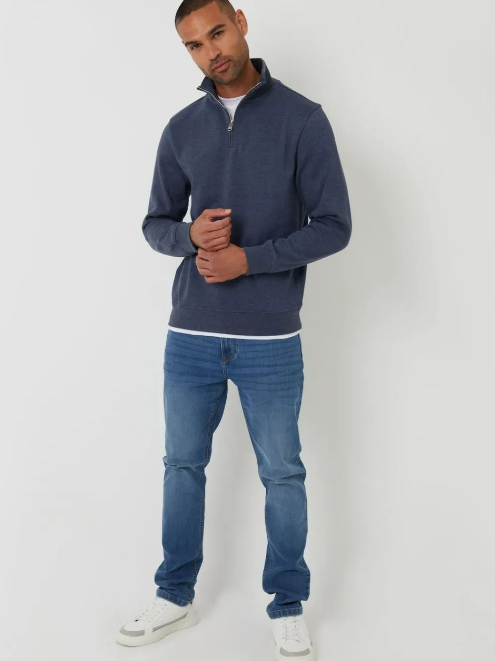 Best Threadbare Mock T-Shirt Quarter Zip Sweatshirt Blue
