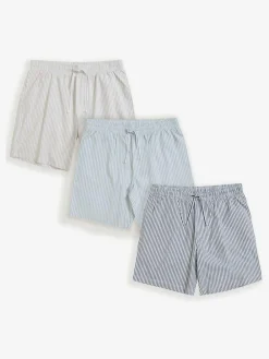 Threadbare Blue Stripe Cotton Poplin Lounge Shorts 3 Pack^ Loungewear