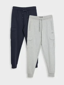 Clearance Threadbare Cargo Style Joggers 2 Pack Blue/Grey