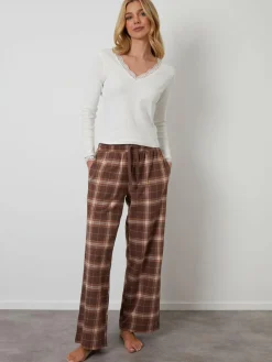 Clearance Threadbare Cotton Long Sleeve Pyjamas Set Brown