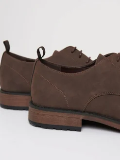 Threadbare Faux Suede Derby Shoes Brown