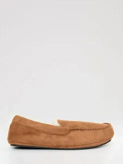 Threadbare Faux Suede Faux Fur Lined Moccasin Slippers^ Slippers|Slippers