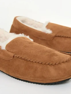 Threadbare Faux Suede Faux Fur Lined Moccasin Slippers^ Slippers|Slippers