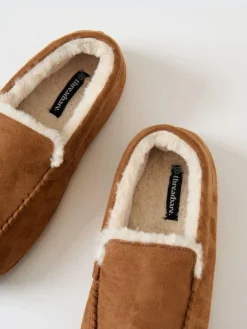 Threadbare Faux Suede Faux Fur Lined Moccasin Slippers^ Slippers|Slippers
