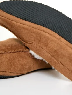 Threadbare Faux Suede Faux Fur Lined Moccasin Slippers^ Slippers|Slippers
