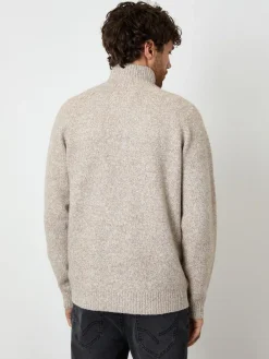 Best Threadbare Funnel Neck Button Up Knitted Cardigan Brown