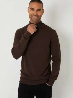 Threadbare Brown Knitted Roll Neck Jumper^ Knitwear|Knitwear