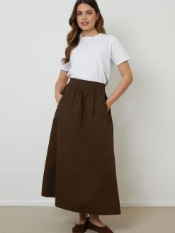 Hot Threadbare Brown Midi Skirt with Pockets
