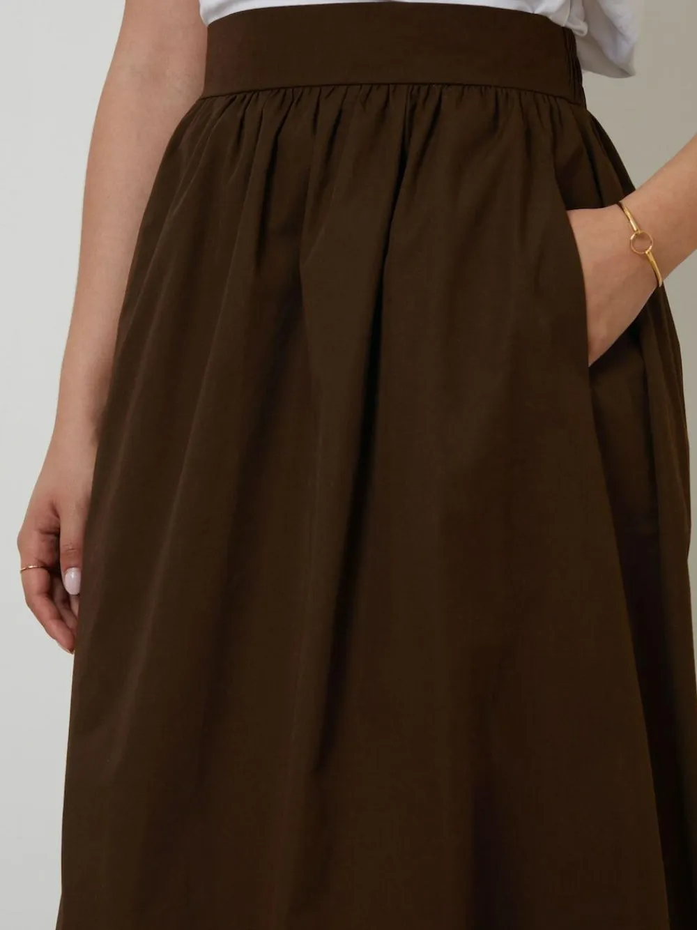 Hot Threadbare Brown Midi Skirt with Pockets