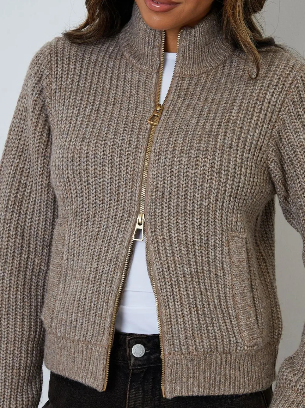 Threadbare Zip Through Knitted Bomber Jacket^Women Coats & Jackets|Coats & Jackets