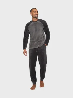 Hot Threadbare Borg Pyjamas Set Charcoal