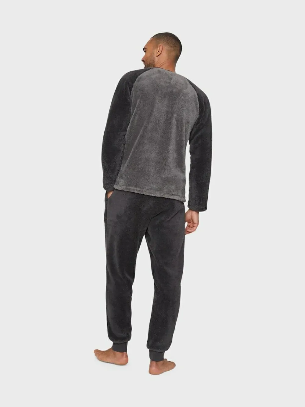 Hot Threadbare Borg Pyjamas Set Charcoal