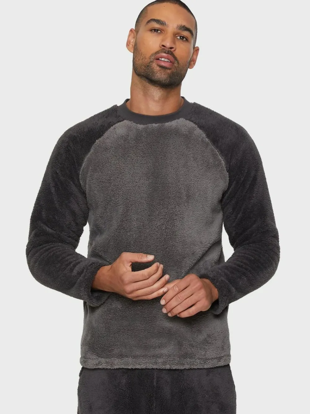 Hot Threadbare Borg Pyjamas Set Charcoal