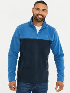Threadbare Cobalt / Navy Two Tone Quarter Zip Fleece Sweatshirt^ Sweatshirts & Hoodies|Sweatshirts & Hoodies