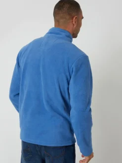 Threadbare Quarter Zip Microfleece Sweatshirt Cobalt