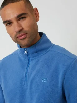 Threadbare Quarter Zip Microfleece Sweatshirt Cobalt