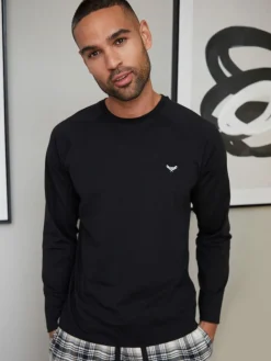 Threadbare Dark Black Blend Long Sleeve Pyjamas Set^ Pyjamas