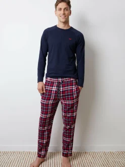 Hot Threadbare Grey Check Long Pyjamas Set 2 Pack