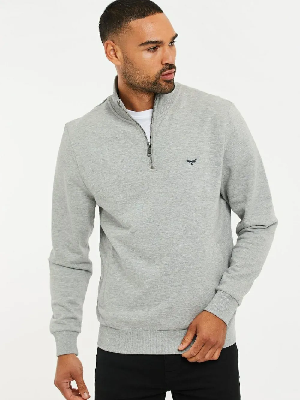 Threadbare Grey Light Quarter Zip Neck Sweatshirt^ Sweatshirts & Hoodies|Sweatshirts & Hoodies