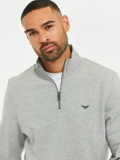 Threadbare Grey Light Quarter Zip Neck Sweatshirt^ Sweatshirts & Hoodies|Sweatshirts & Hoodies