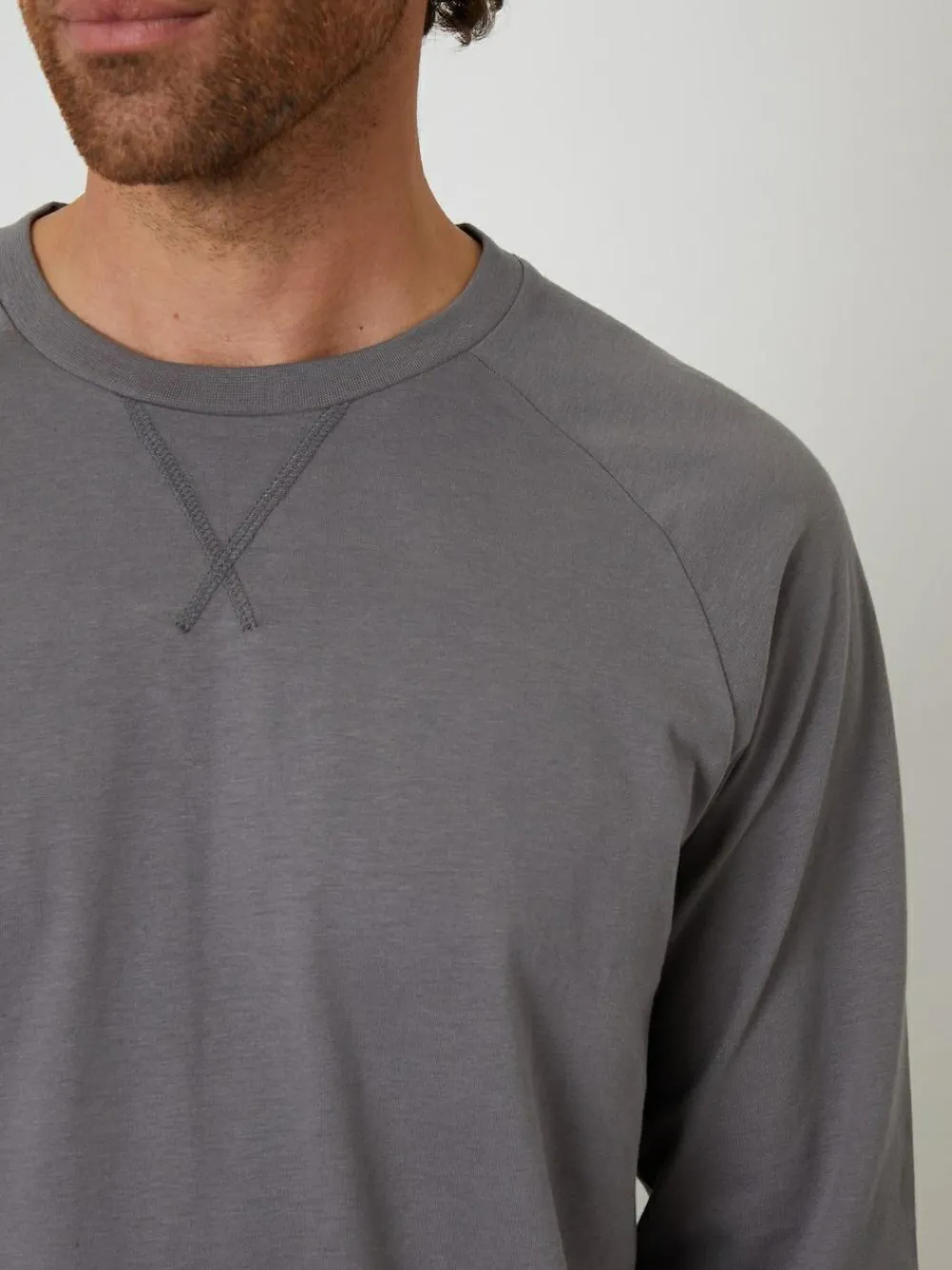 Outlet Threadbare Peached Cotton Long Lounge Set Grey