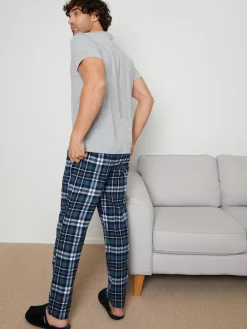 Threadbare Grey Short Sleeve T-Shirt & Check Trousers Pyjamas Set 2 Pack^ Pyjamas