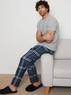 Threadbare Grey Short Sleeve T-Shirt & Check Trousers Pyjamas Set 2 Pack^ Pyjamas