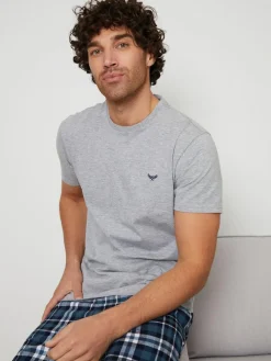 Threadbare Grey Short Sleeve T-Shirt & Check Trousers Pyjamas Set 2 Pack^ Pyjamas