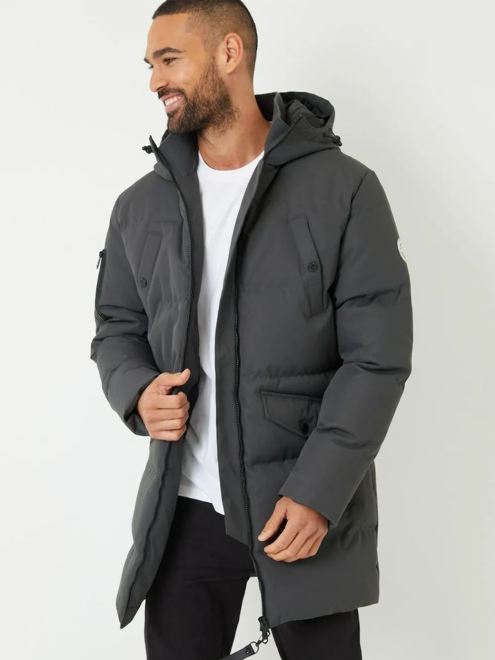Threadbare Grey Showerproof Longline Padded Hooded Jacket^ Coats & Jackets|Coats & Jackets