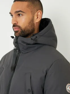 Threadbare Grey Showerproof Longline Padded Hooded Jacket^ Coats & Jackets|Coats & Jackets