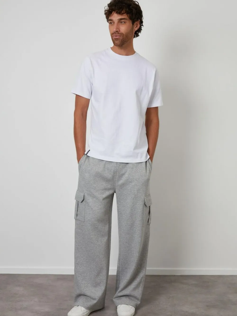 New Threadbare Wide Leg Cargo Joggers Grey