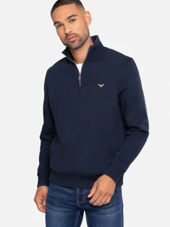 Threadbare Quarter Zip Neck Sweatshirts 2 Pack Grey/Navy
