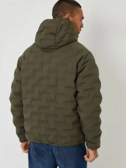 Online Threadbare Hooded Quilted Jacket Khaki