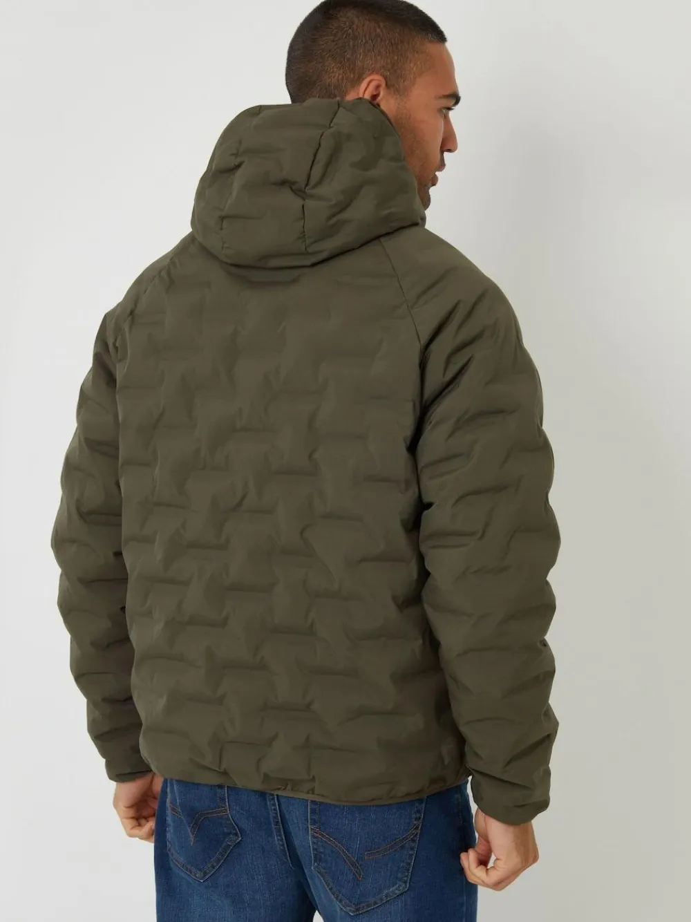 Online Threadbare Hooded Quilted Jacket Khaki