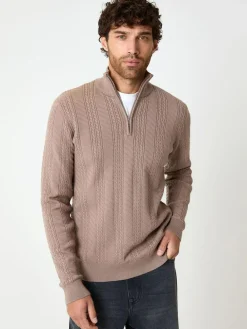 Threadbare Cable Knit Quarter Zip Jumper^ Knitwear|Knitwear