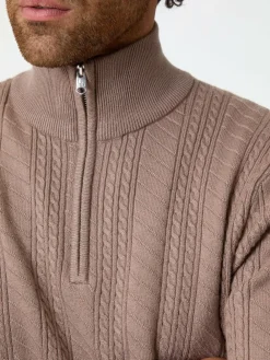 Threadbare Cable Knit Quarter Zip Jumper^ Knitwear|Knitwear
