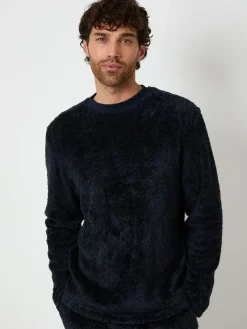 Online Threadbare Two Tone Borg Loungewear Set Navy