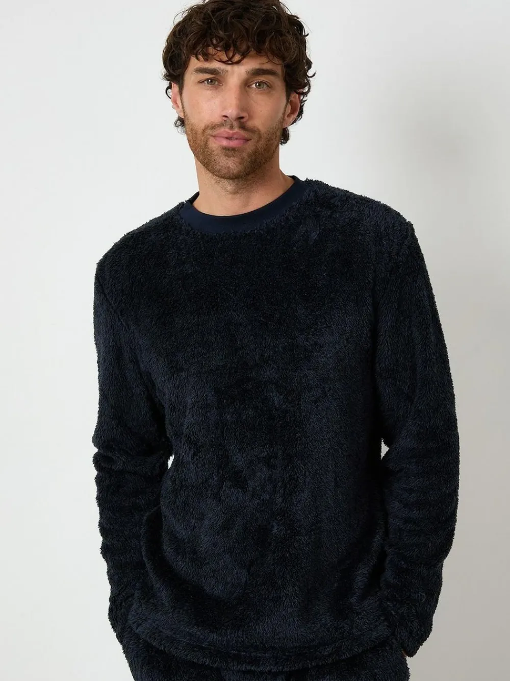 Online Threadbare Two Tone Borg Loungewear Set Navy