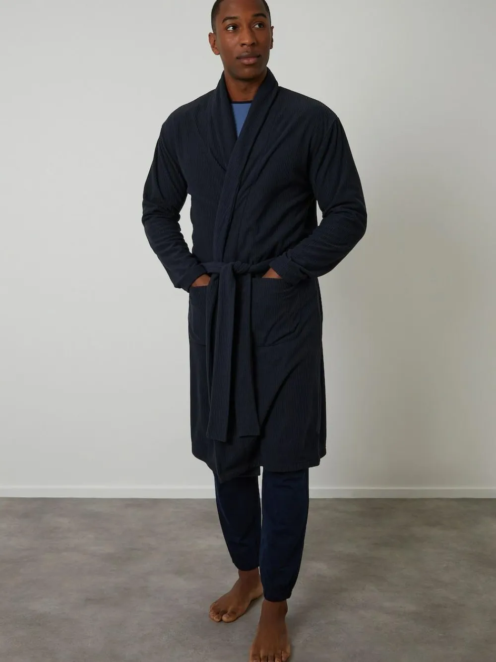 Hot Threadbare Waffle Fleece Dressing Gown Navy