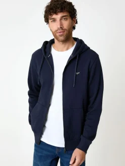Online Threadbare Navy Zip Through Hoodie