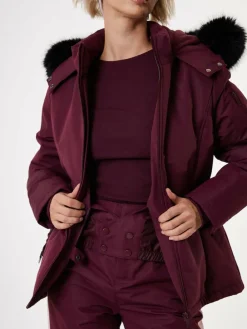 Online Threadbare Belted Padded Ski Jacket Red