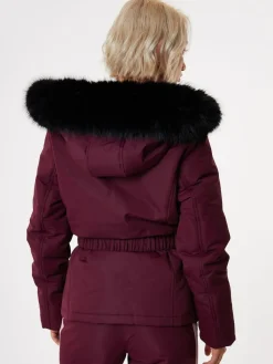 Online Threadbare Belted Padded Ski Jacket Red