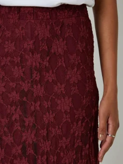 Hot Threadbare Pull On Lace Maxi Skirt Red