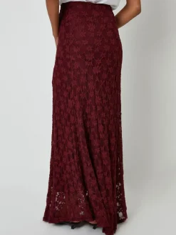 Hot Threadbare Pull On Lace Maxi Skirt Red