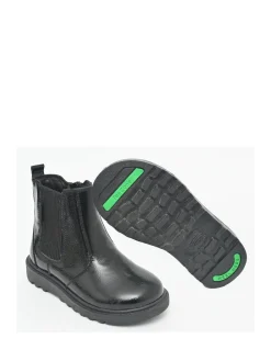 Discount Toezone Amara Girls Patent Leather Gusset and Zip Black Boots