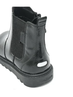 Discount Toezone Amara Girls Patent Leather Gusset and Zip Black Boots